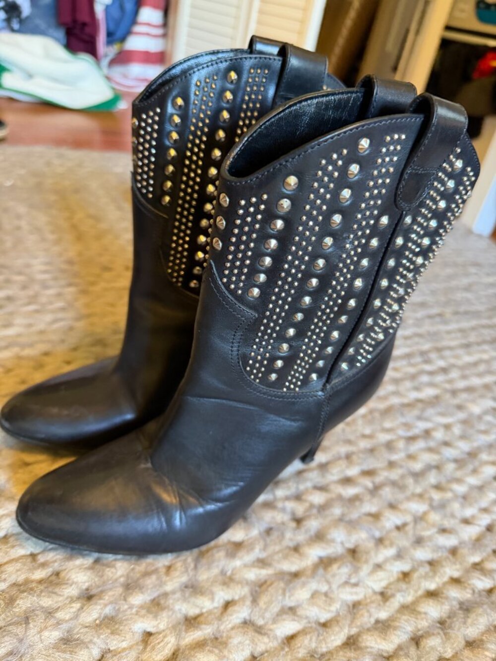 Saint Laurent Debbie Studded Leather Boots Yves Saint Laurent Size 36.5 - Picture 5 of 13